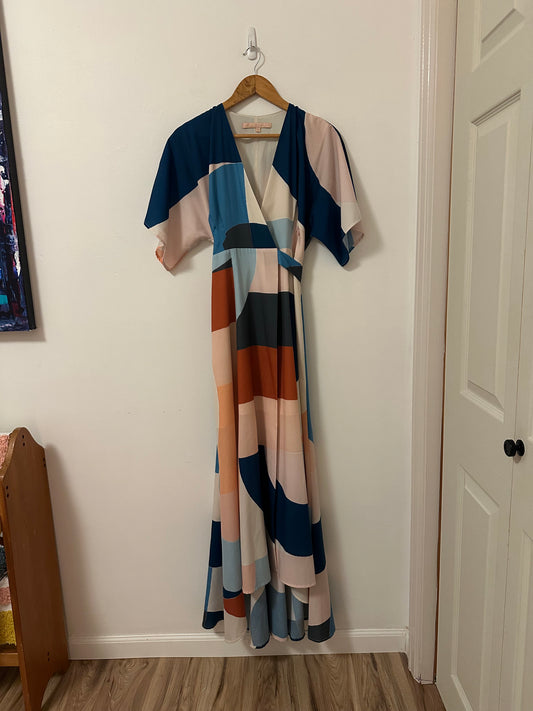 Anthropologie x Hutch Miro Wrap Geometric Print Maxi Dress | Size Small