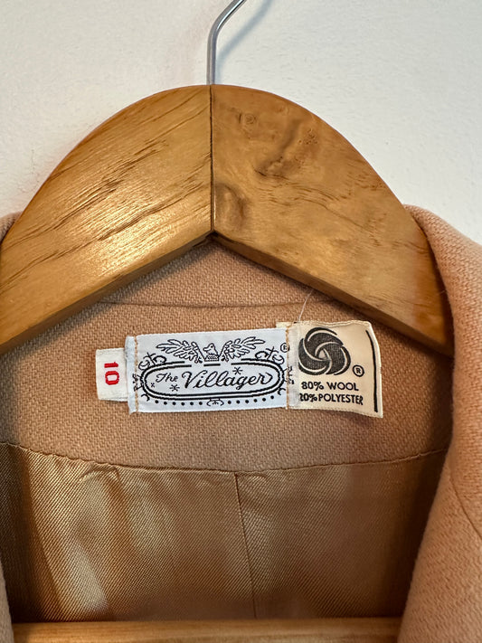 Vintage The Villager Camel Wool Blend Blazer Jacket in Tan | Size 10