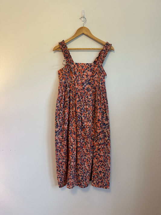 Mirth Coral Floral Midi Dress | Size XS