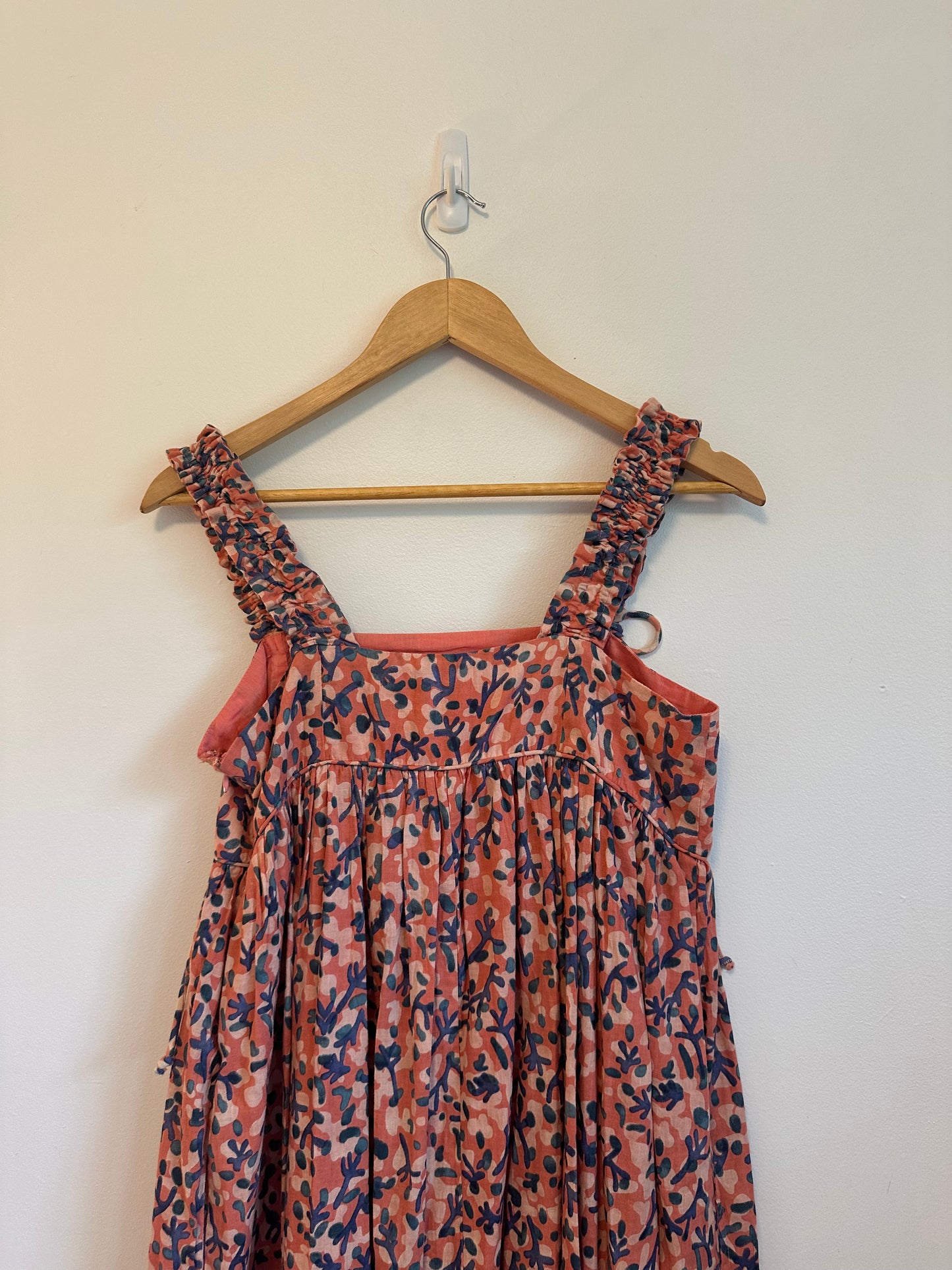 Mirth Coral Floral Midi Dress | Size XS
