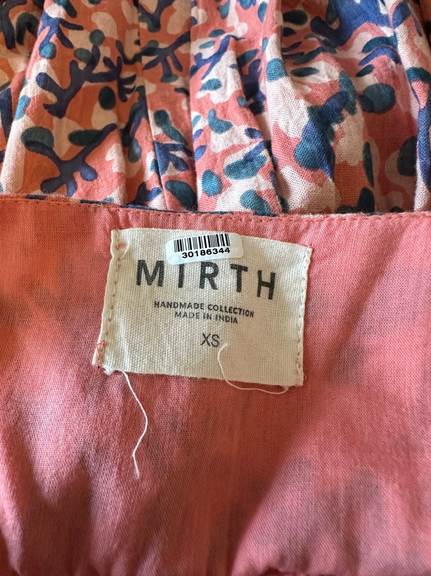 Mirth Coral Floral Midi Dress | Size XS