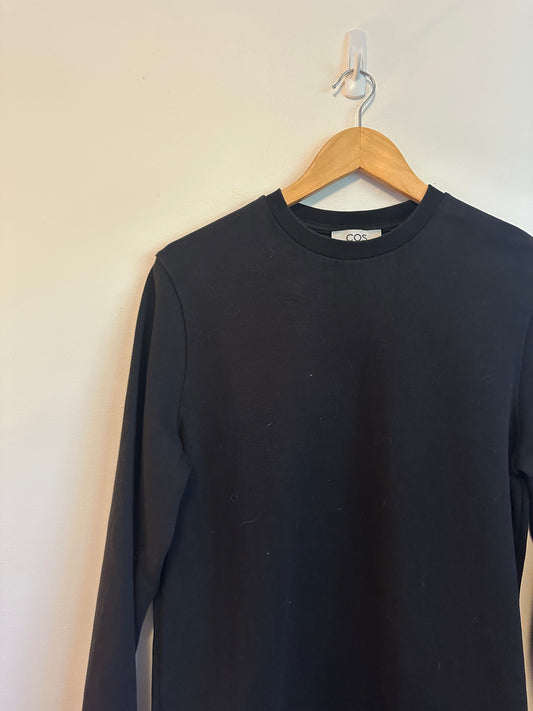 COS Regular Fit Black Cotton Crew Neck Sweatshirt | Size Small