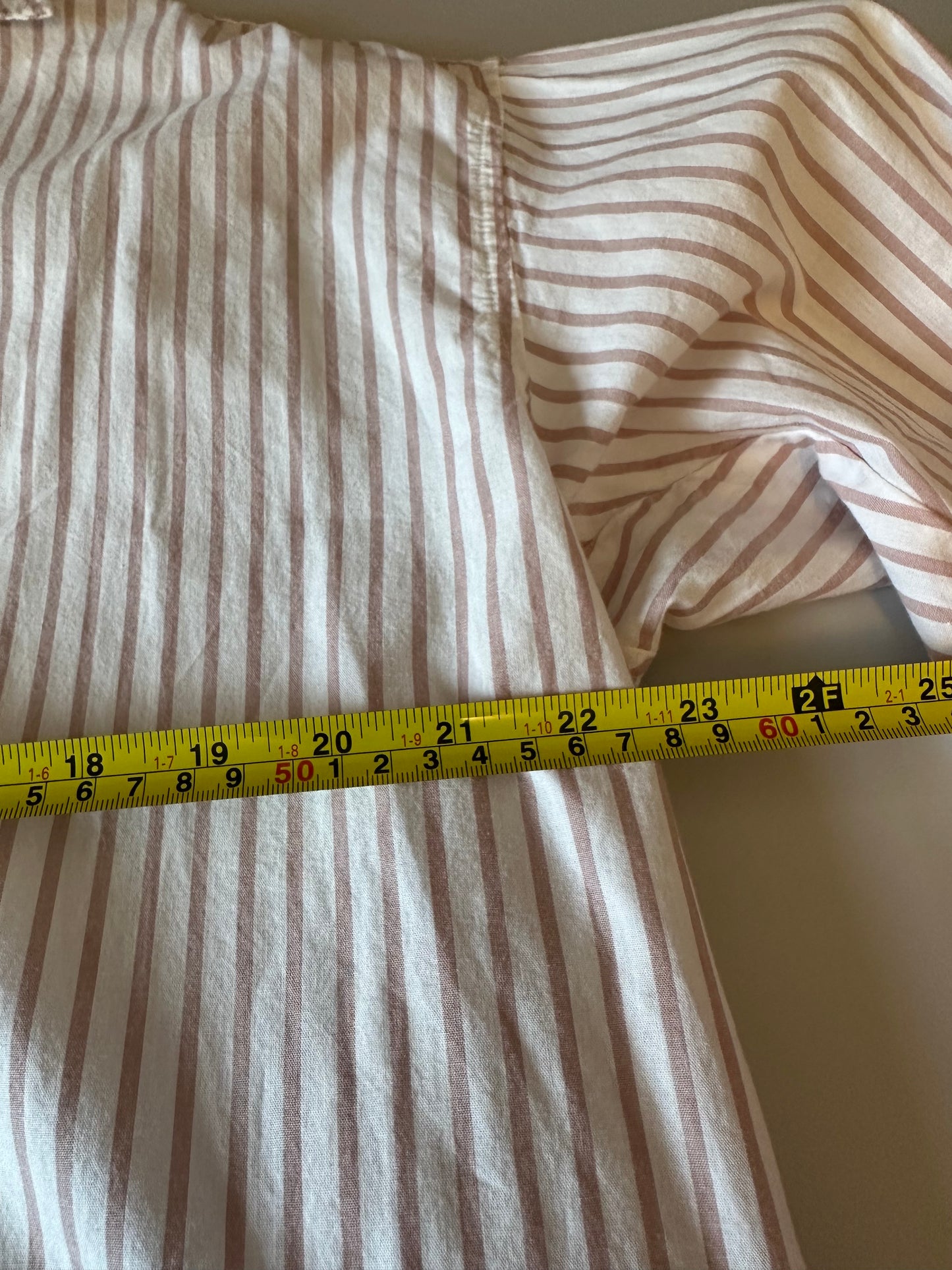 Xirena Oversized Button Down Shirt in Tan and White Stripe | Size XS