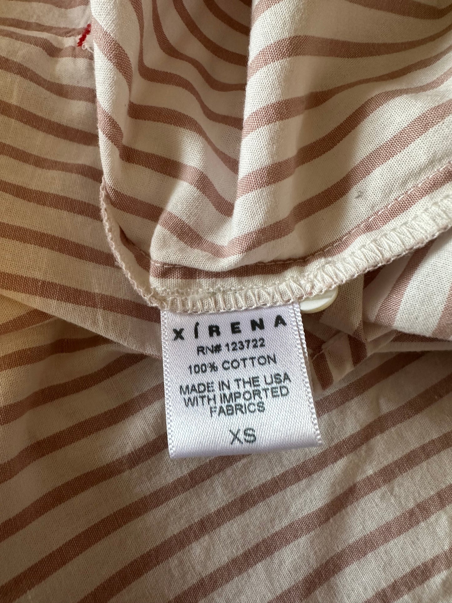 Xirena Oversized Button Down Shirt in Tan and White Stripe | Size XS