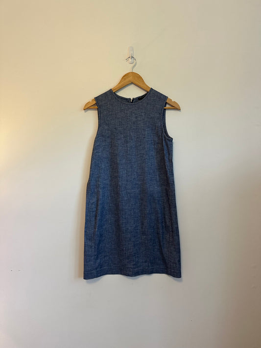 Theory Linen Blend Chambray Denim Shift Dress | Size 4