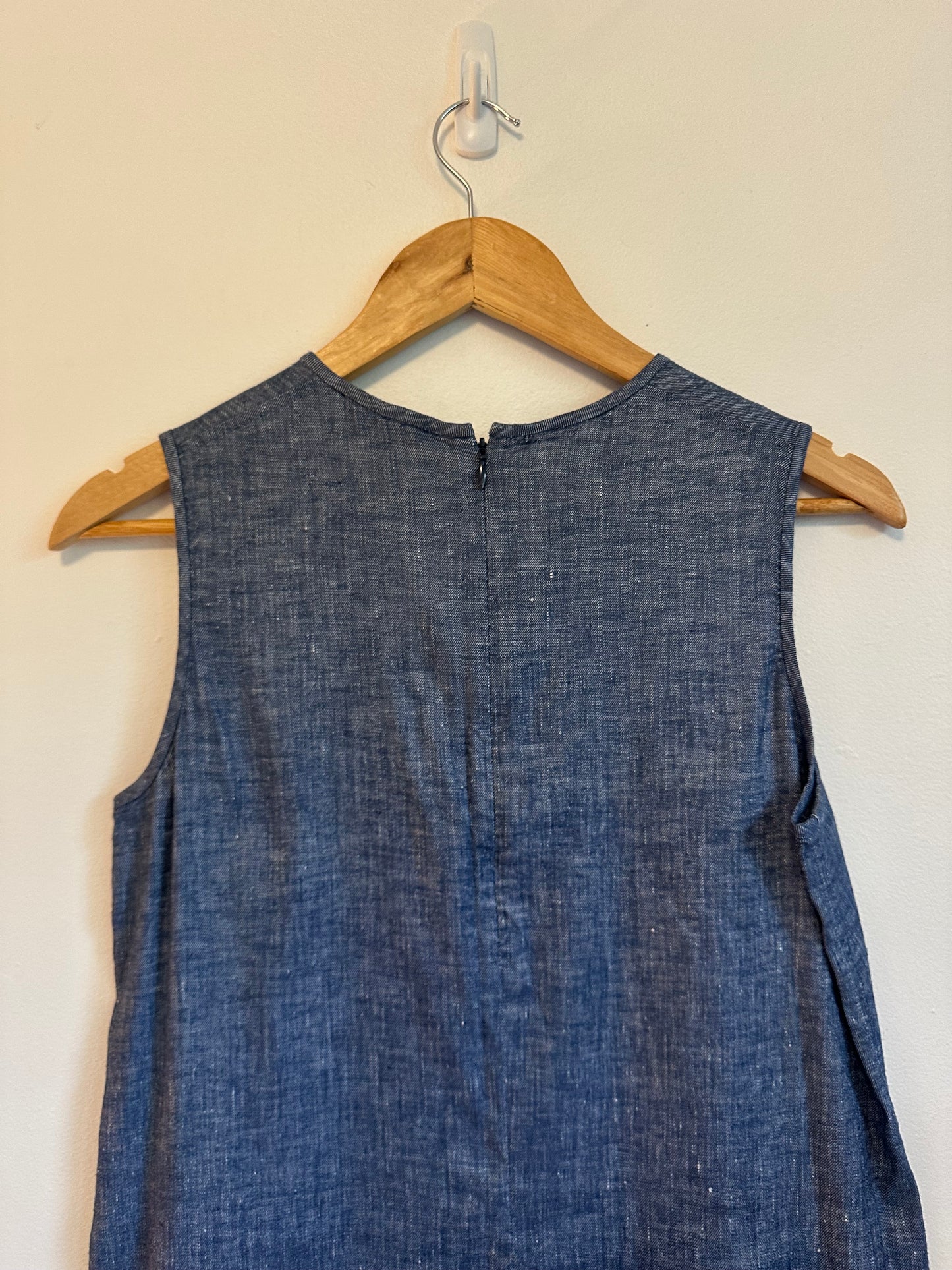 Theory Linen Blend Chambray Denim Shift Dress | Size 4