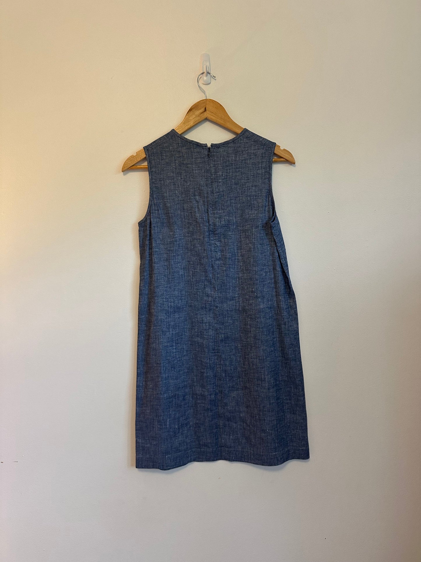 Theory Linen Blend Chambray Denim Shift Dress | Size 4