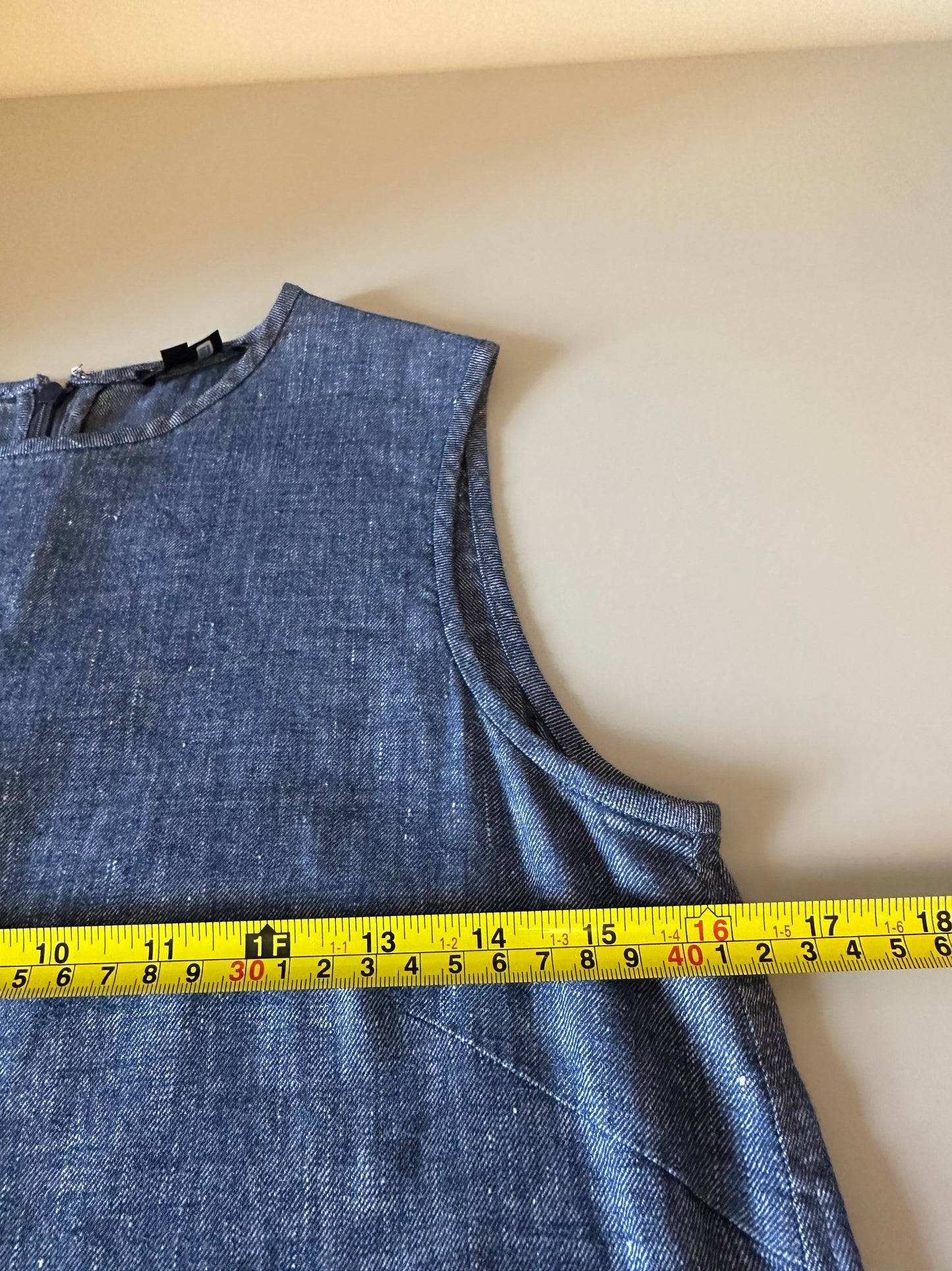 Theory Linen Blend Chambray Denim Shift Dress | Size 4