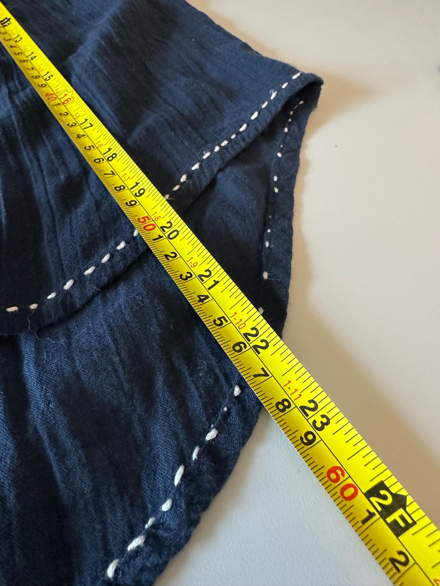 Velvet by Graham & Spencer Navy Blue Button Down Peasant Top | Size Small