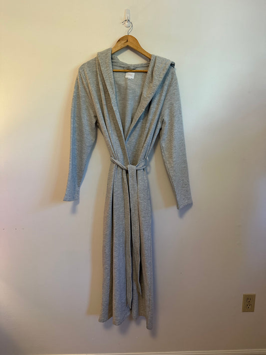 Nu Par Simons Heather Grey Hooded Wrap Robe | Size Medium