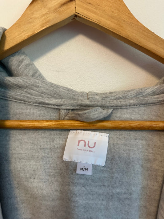 Nu Par Simons Heather Grey Hooded Wrap Robe | Size Medium