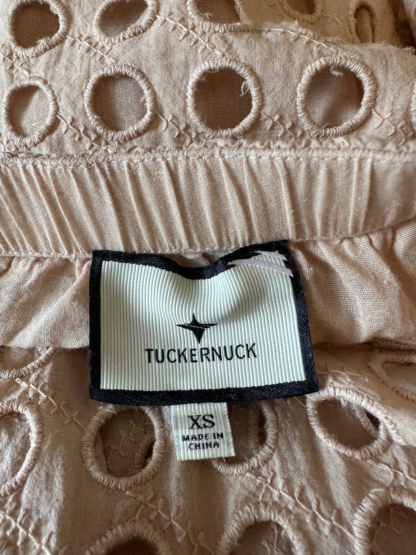 Tuckernuck Tan Cotton Eyelet Eve Skirt | Size XS