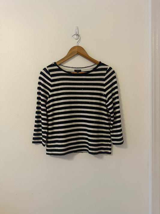 Talbots Sequin Striped Boatneck T-Shirt | Size MP