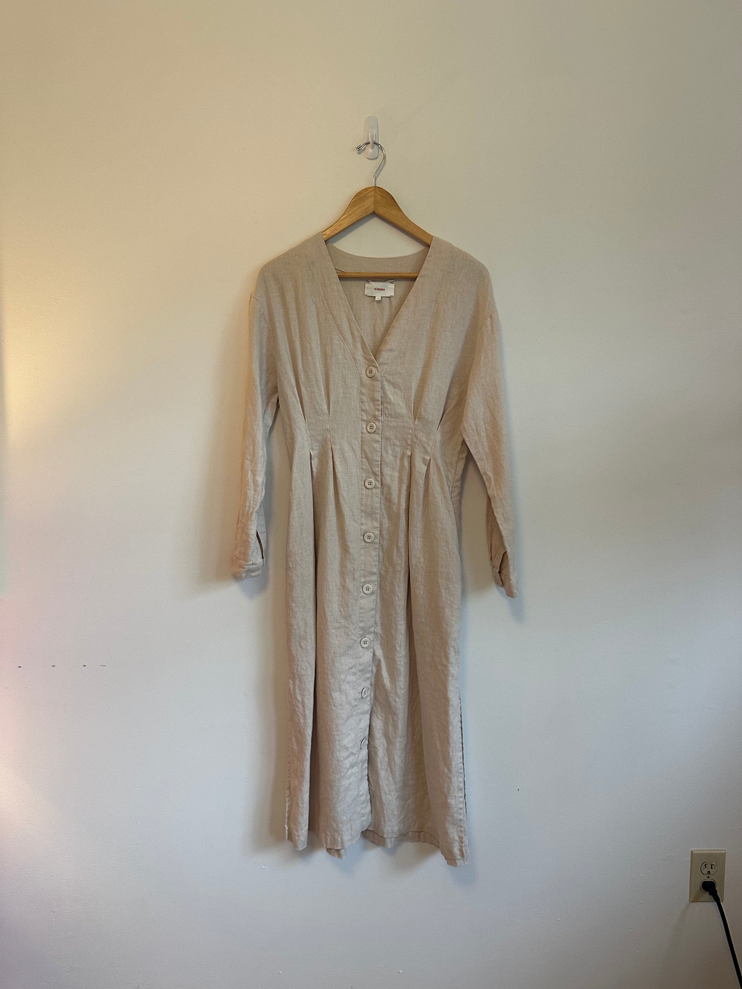 Xirena Tan Linen Lucy Button Front Dress | Size XS