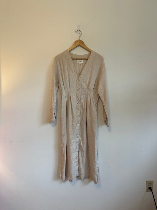 Xirena Tan Linen Lucy Button Front Dress | Size XS