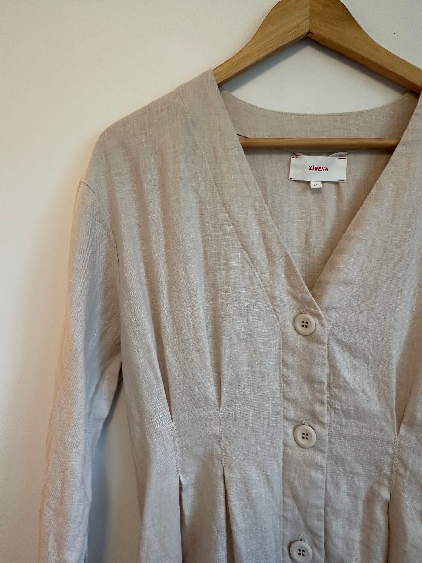 Xirena Tan Linen Lucy Button Front Dress | Size XS