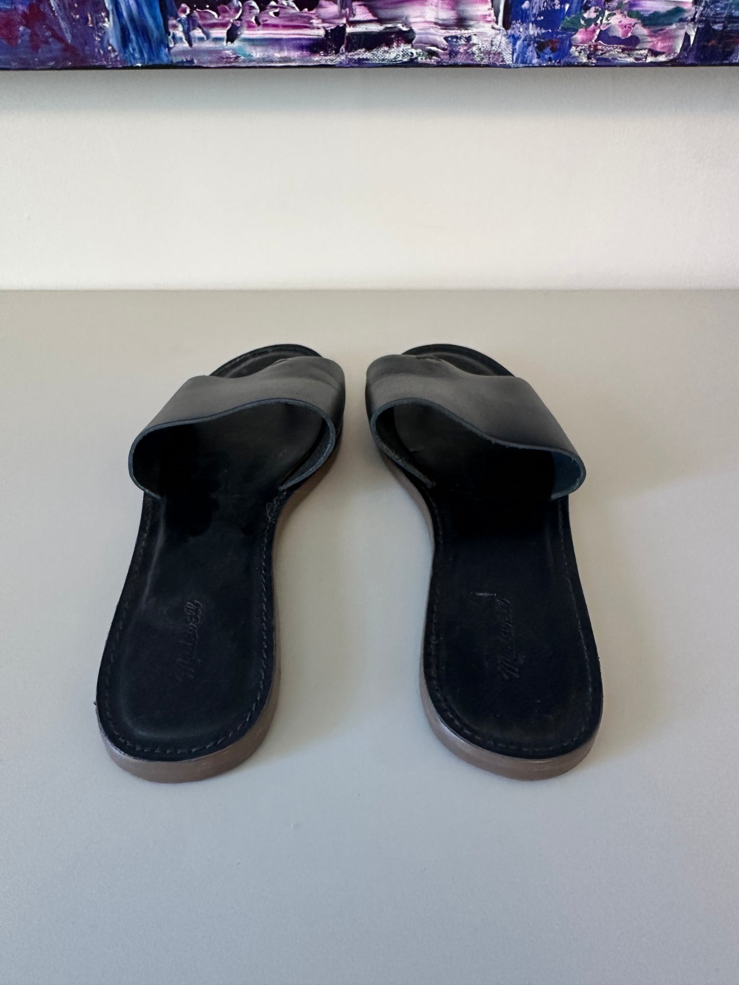 The Boardwalk Post Slide Sandal in True Black | Size 9