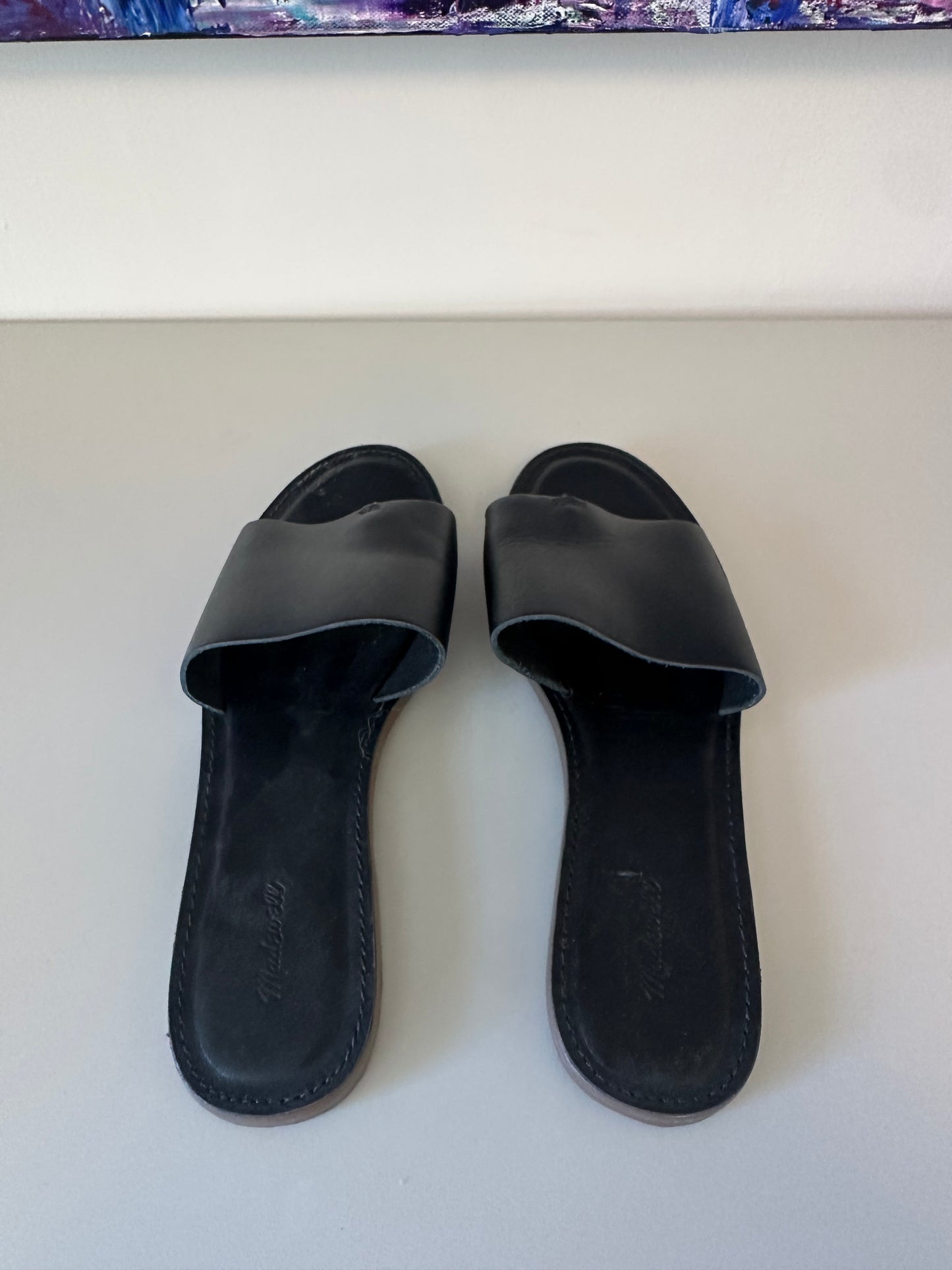 The Boardwalk Post Slide Sandal in True Black | Size 9