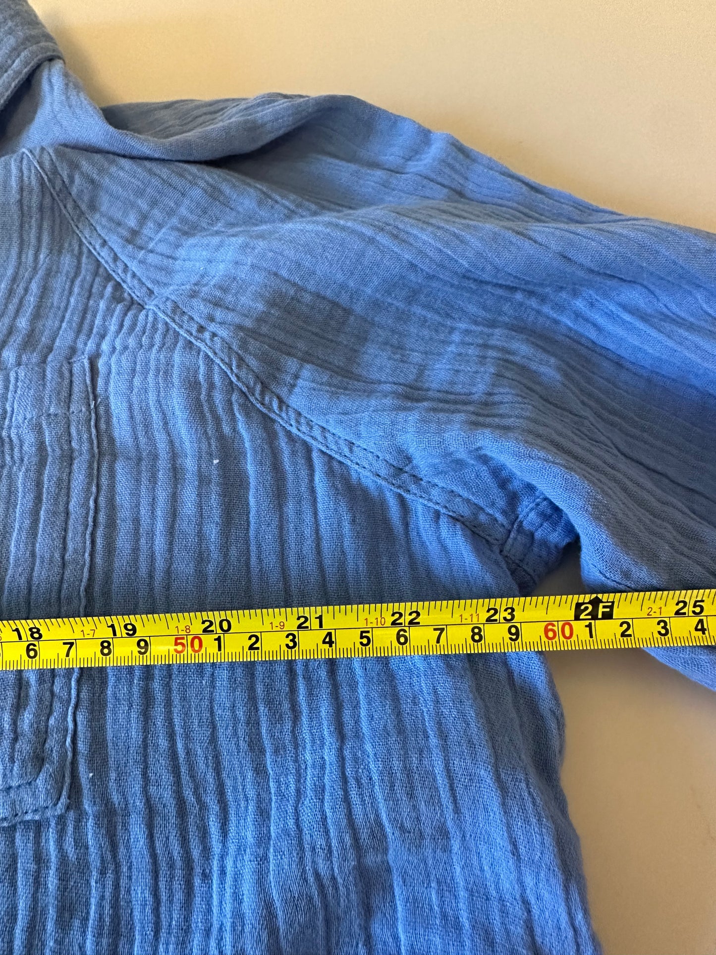 Z Supply Perfect Airy Cotton Gauze Button-Up Top in Blue | Size Large