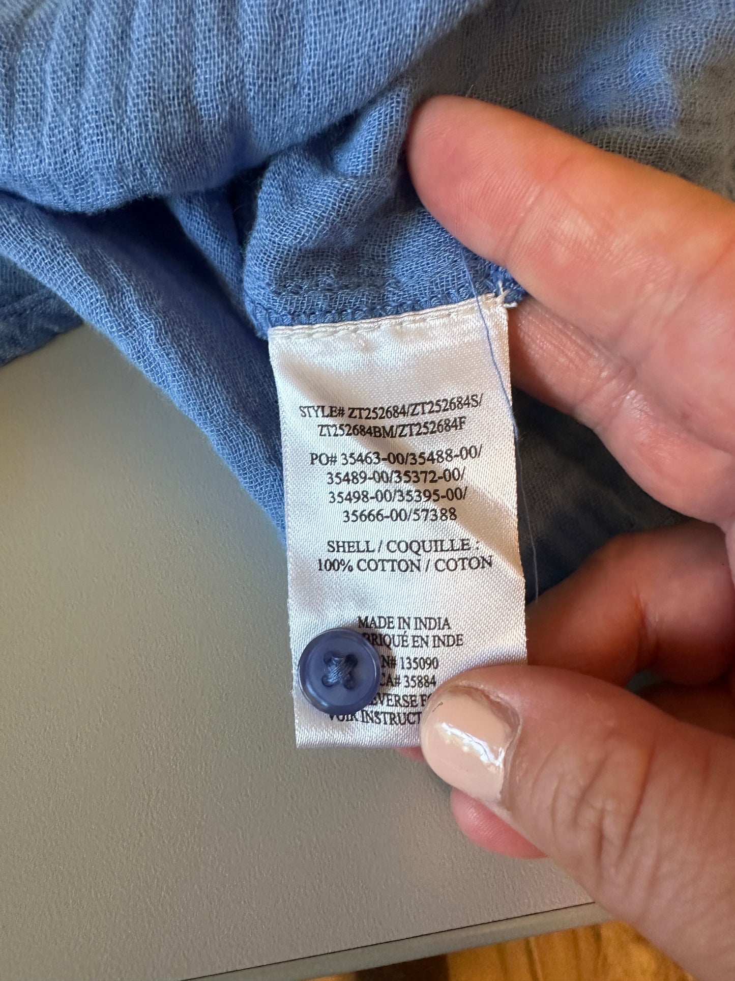 Z Supply Perfect Airy Cotton Gauze Button-Up Top in Blue | Size Large