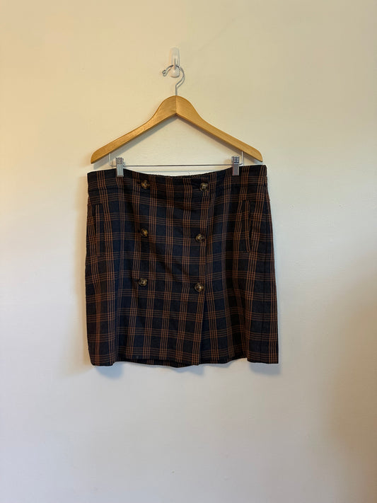 Madewell Plaid Double-Breasted Mini Skirt | Size XL