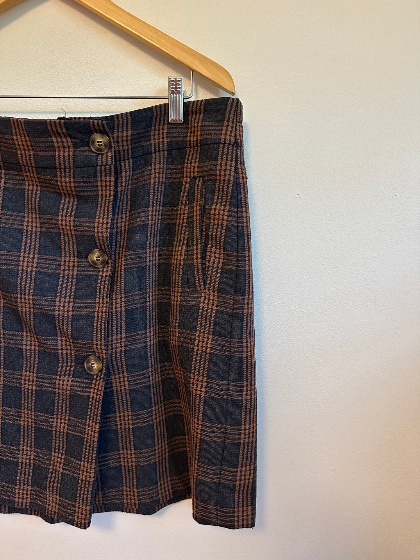 Madewell Plaid Double-Breasted Mini Skirt | Size XL