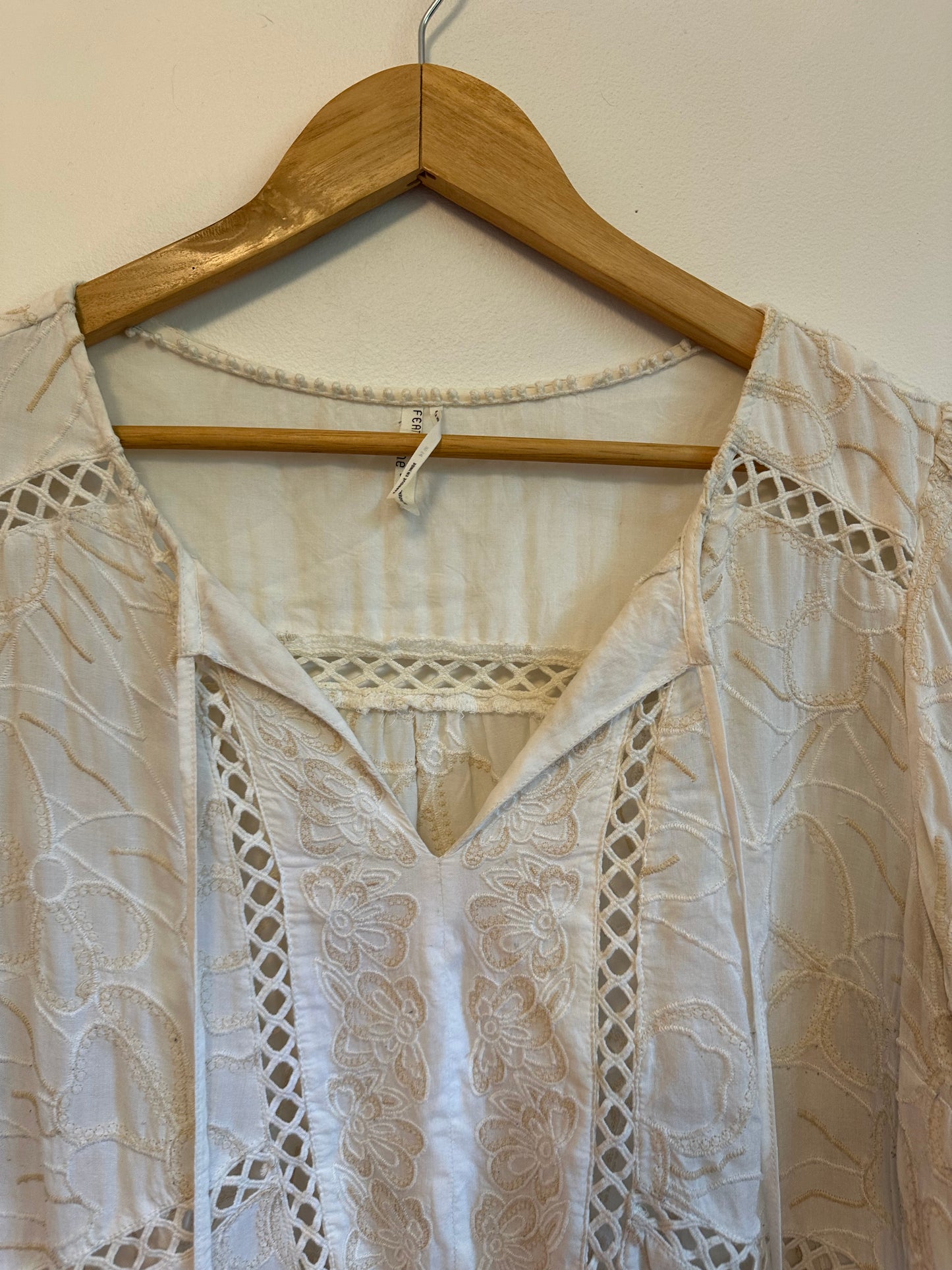 Feather Bone Ivory Lace Blouse | Size 14