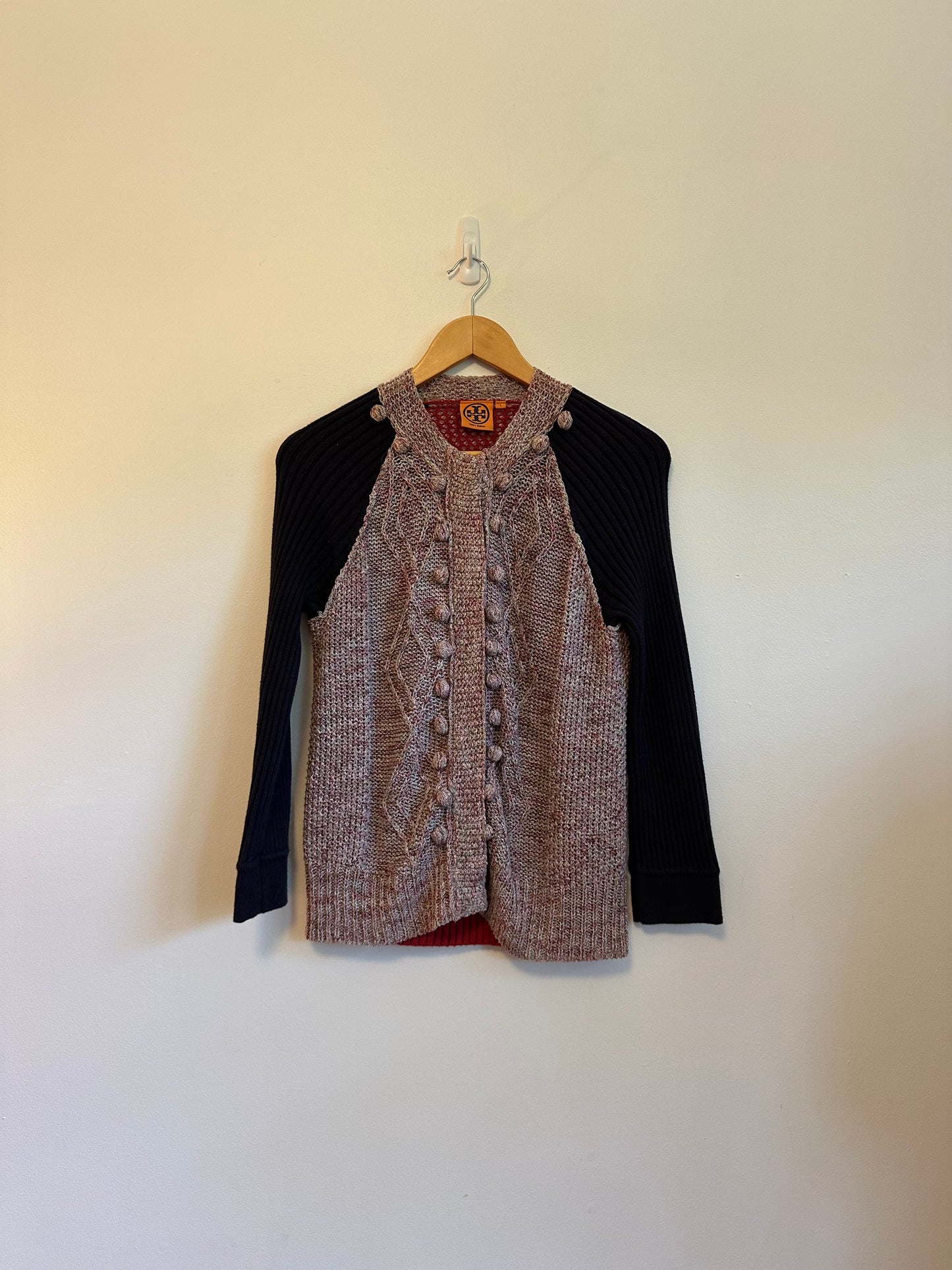 Tory Burch Mixed Knit Cardigan | Size Large