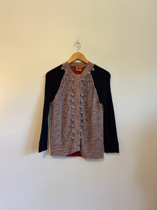 Tory Burch Mixed Knit Cardigan | Size Large
