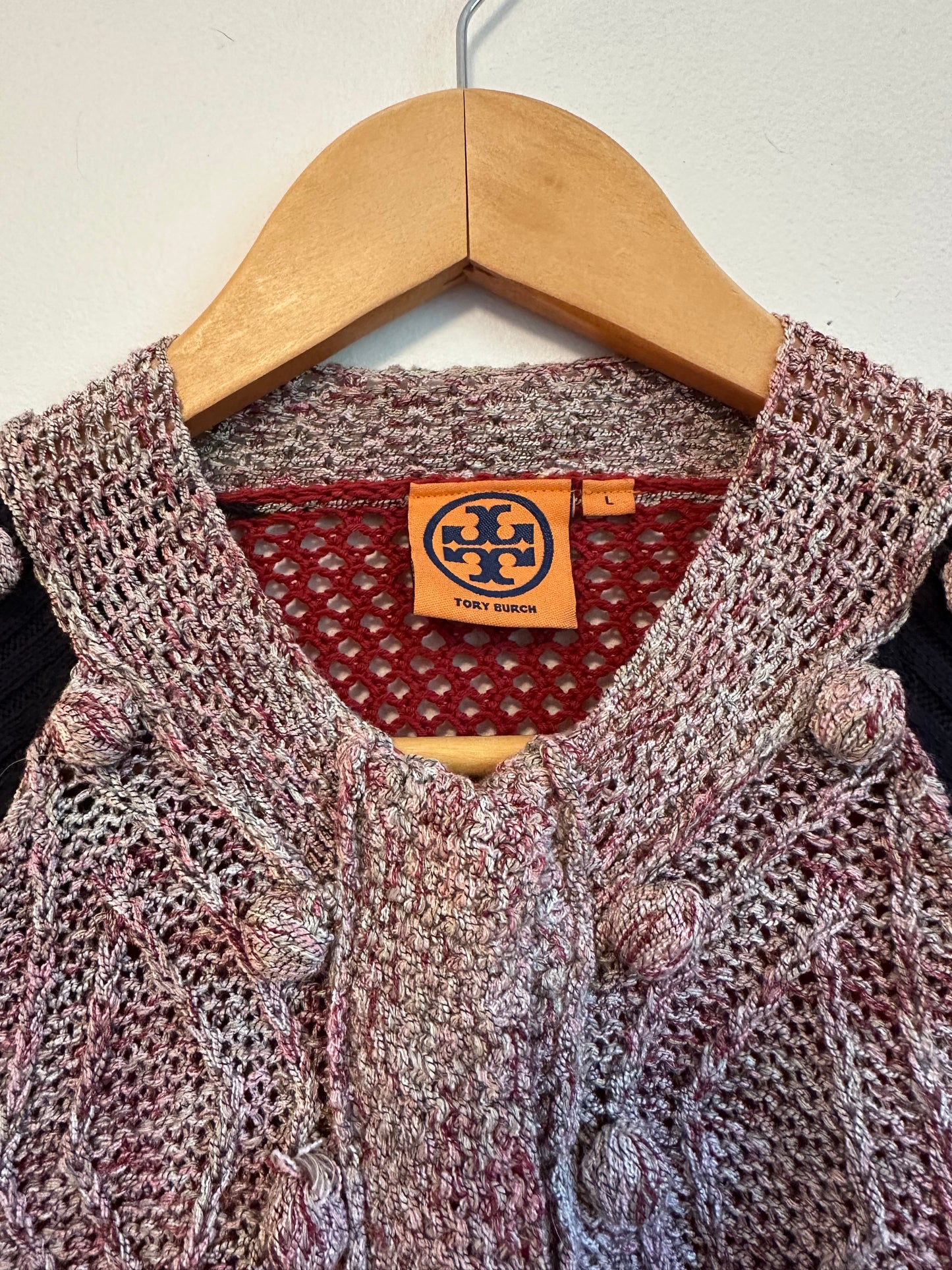 Tory Burch Mixed Knit Cardigan | Size Large