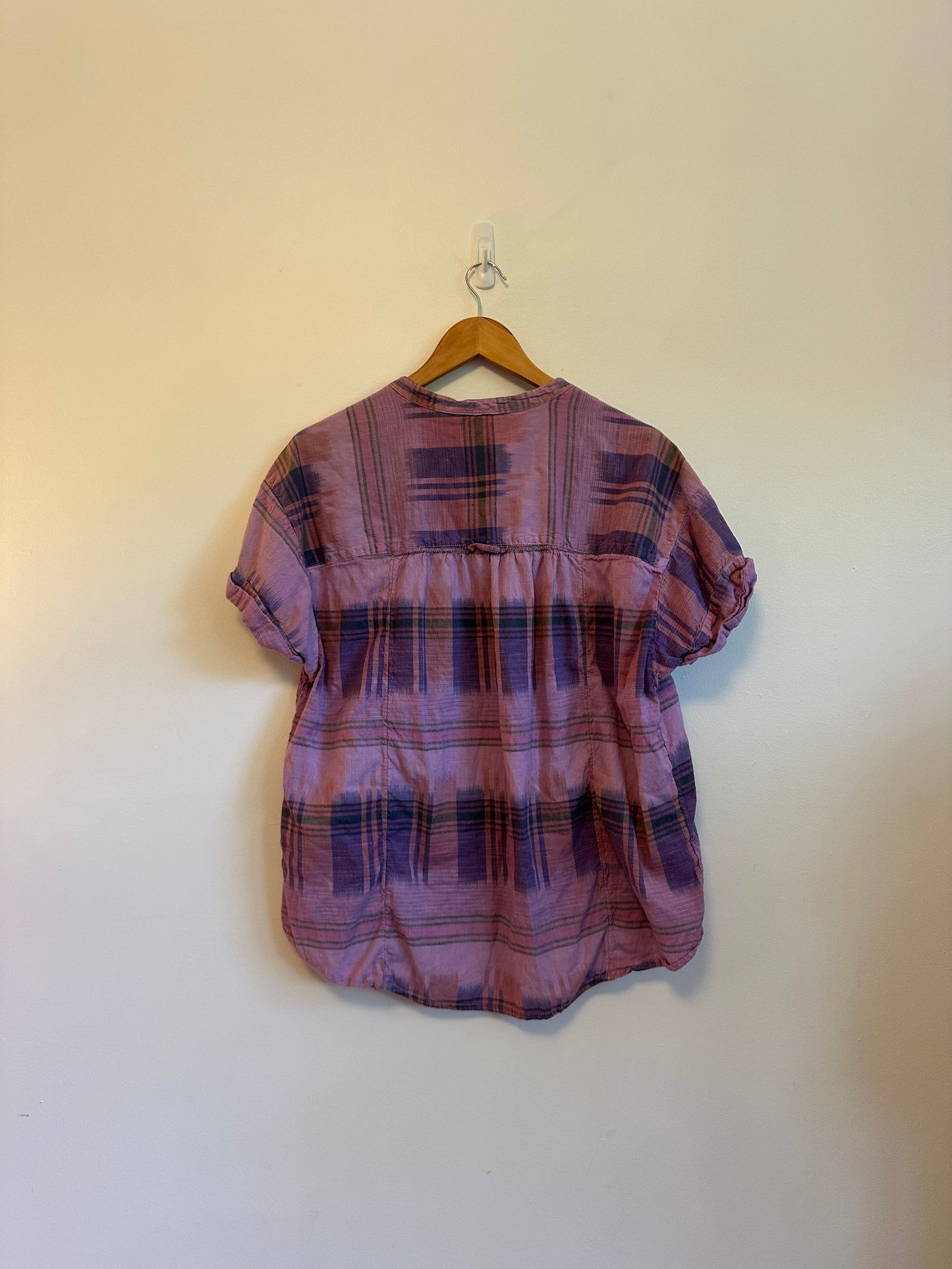 Anthropologie Pilcro Hannah Surf Purple Plaid Cotton Blouse | Size XL