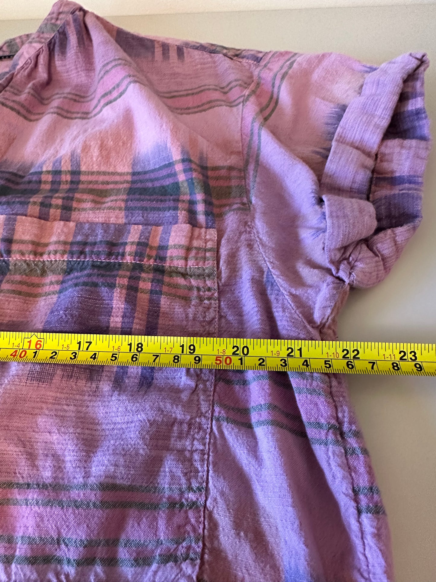 Anthropologie Pilcro Hannah Surf Purple Plaid Cotton Blouse | Size XL