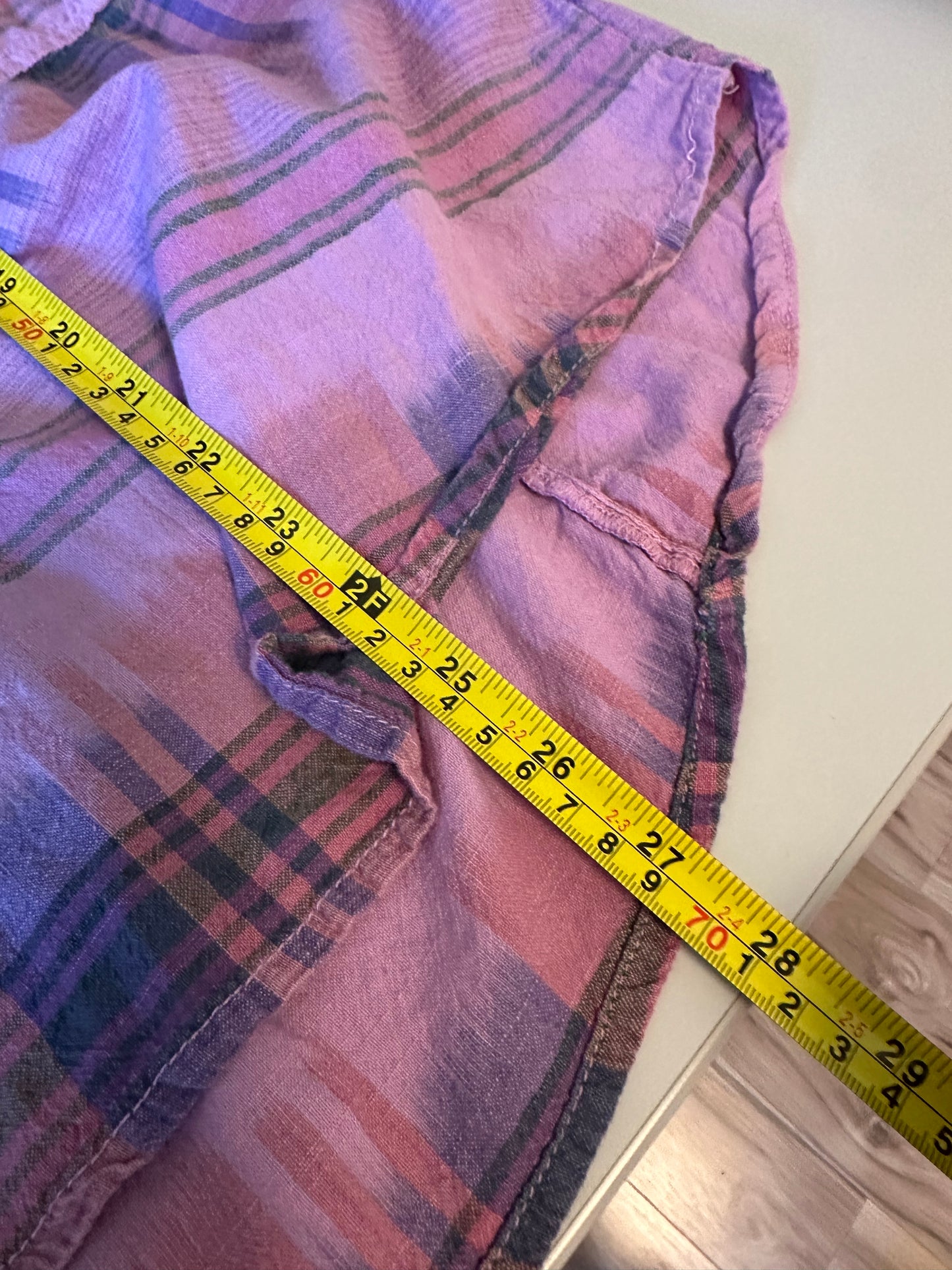 Anthropologie Pilcro Hannah Surf Purple Plaid Cotton Blouse | Size XL