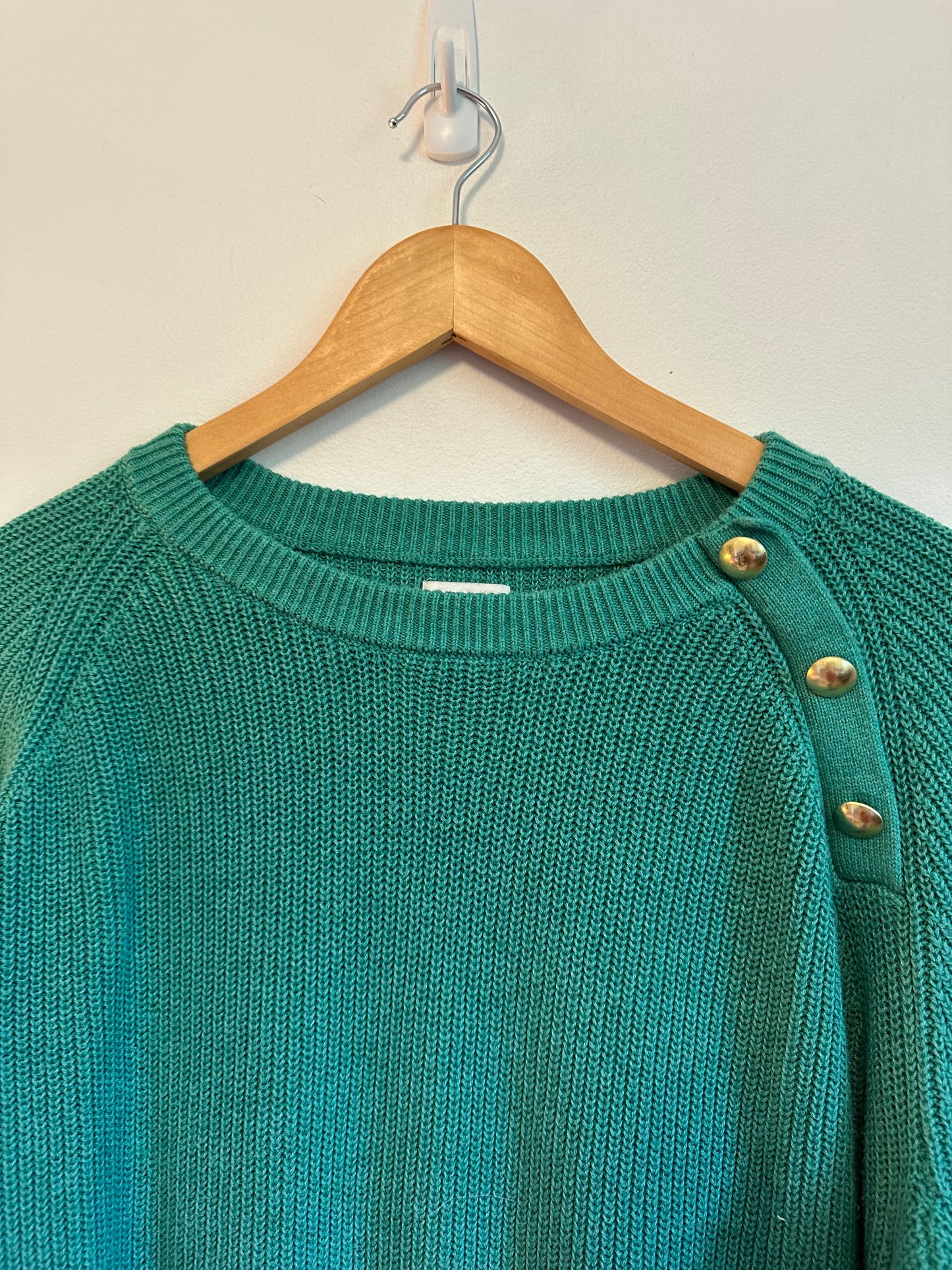 J.Crew Gold Button Raglan Crewneck Sweater in Green | Size XL