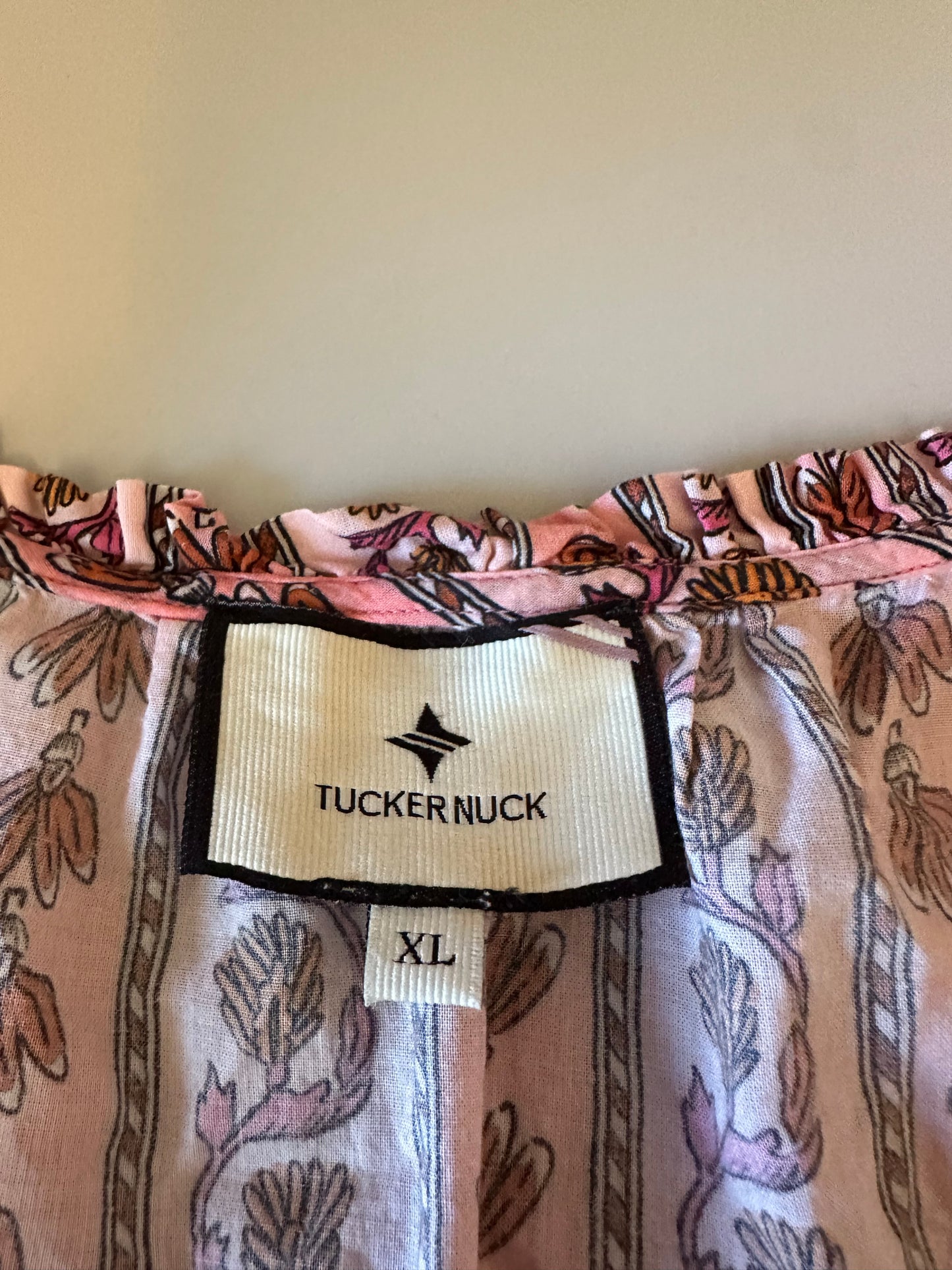 Tuckernuck Pink Cotton Tiered Ruffle Cotton Midi Dress | Size XL