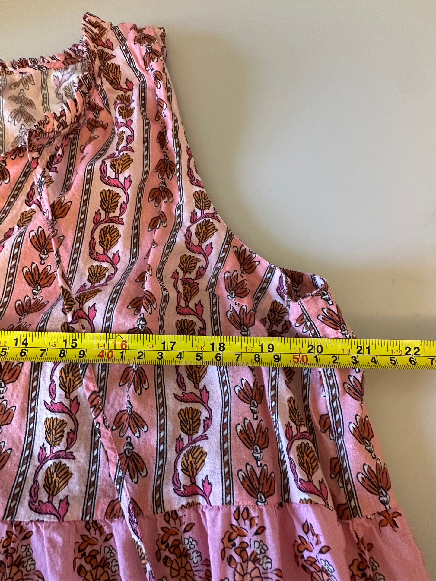 Tuckernuck Pink Cotton Tiered Ruffle Cotton Midi Dress | Size XL