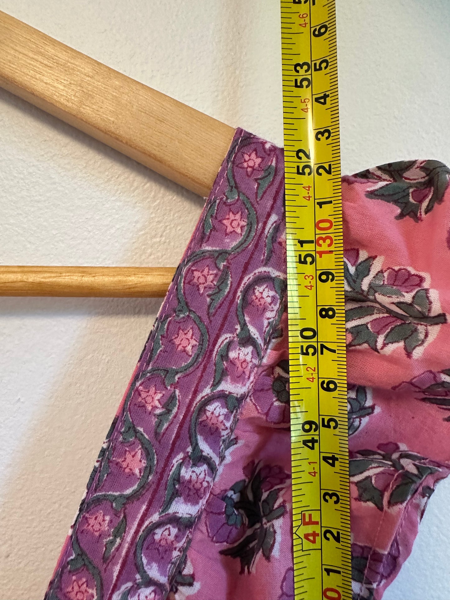 Pink Sleeveless Floral Smocked Cotton Maxi Dress | Size L/XL