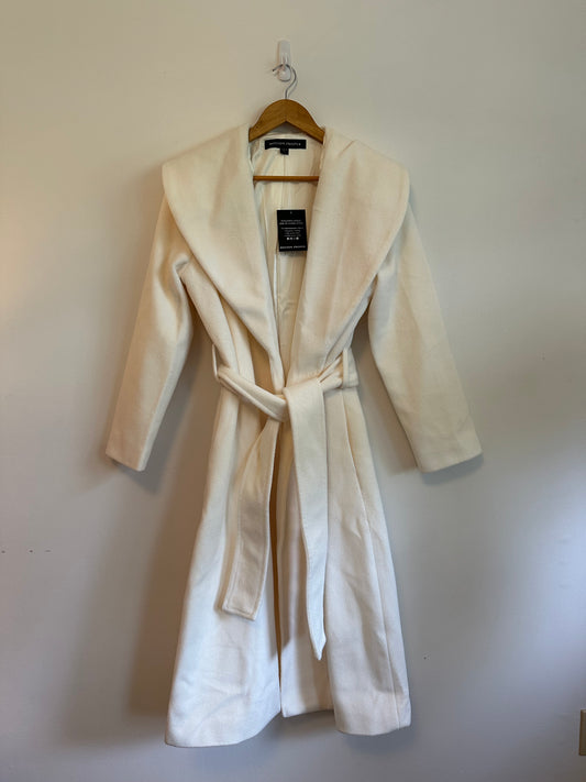NWT Boston Proper Cream Shawl Collar Belted Wrap Coat | Size Medium