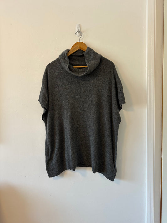 Claudia Nichole Cashmere Oversized Sweater Vest with Cowl Neck in Charcoal