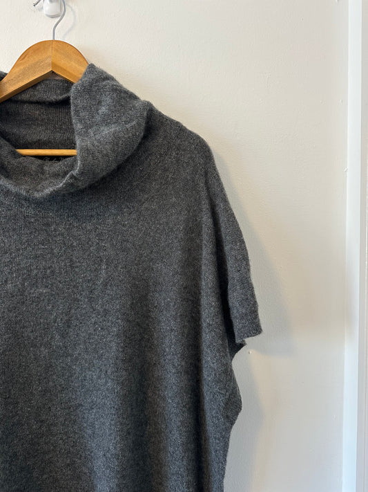 Claudia Nichole Cashmere Oversized Sweater Vest with Cowl Neck in Charcoal