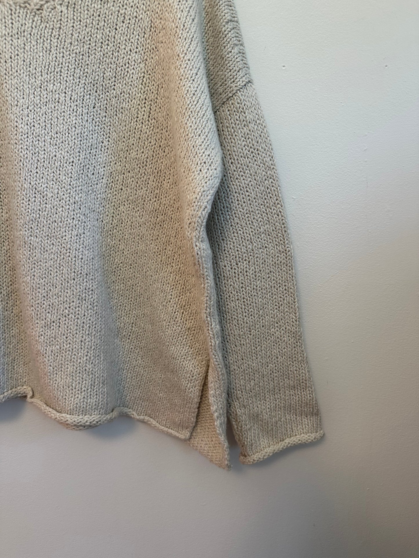 Eileen Fisher Organic Cotton V-Neck Sweater in Cream | Size Small