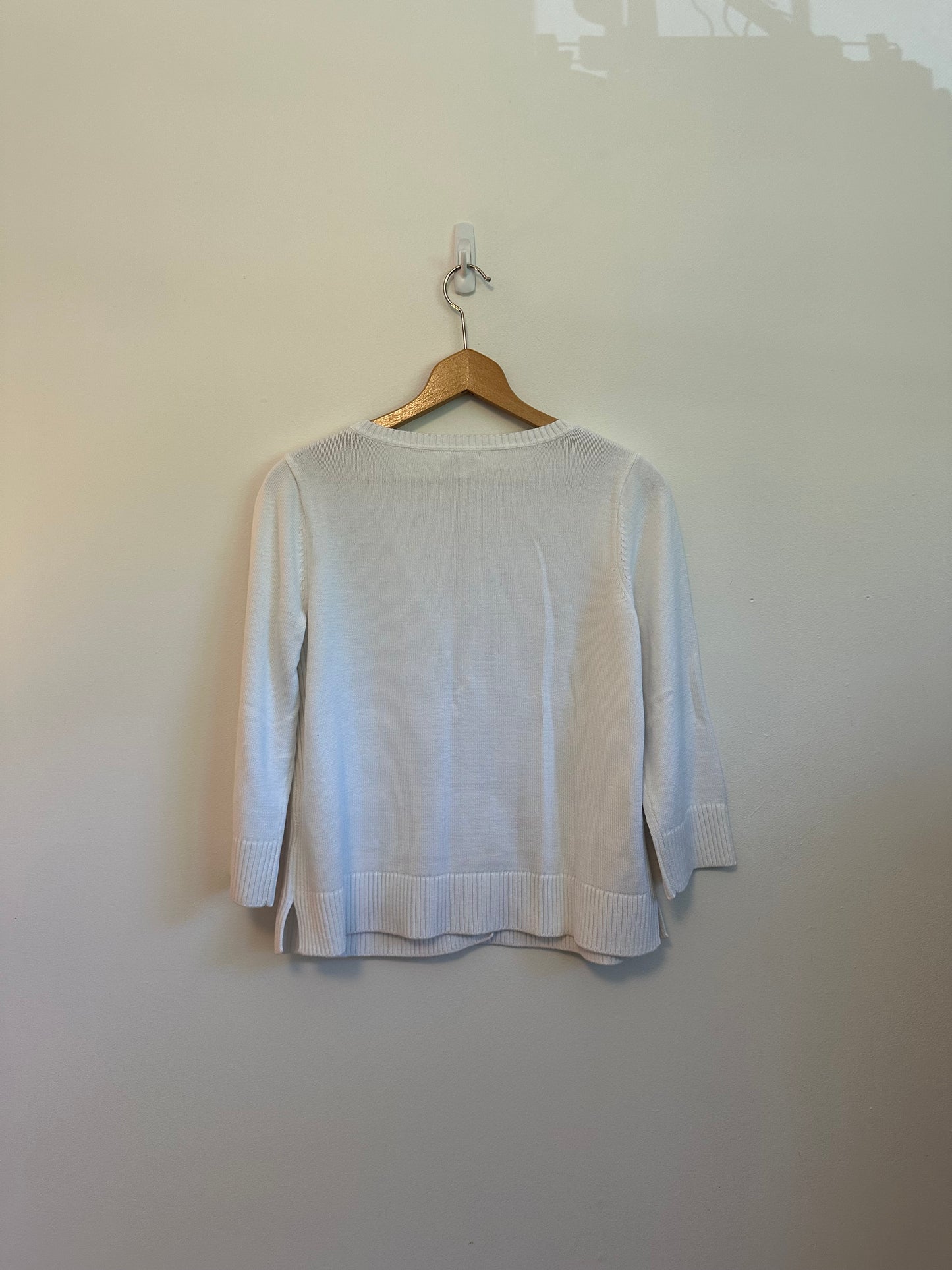 J. Jill Button Front Cardigan in White Cotton | Size Medium Petite
