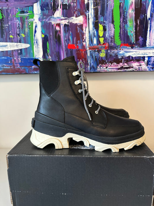 Sorel Brex Lace Up Black Chalk Waterproof Platform Combat Boots | Size 11