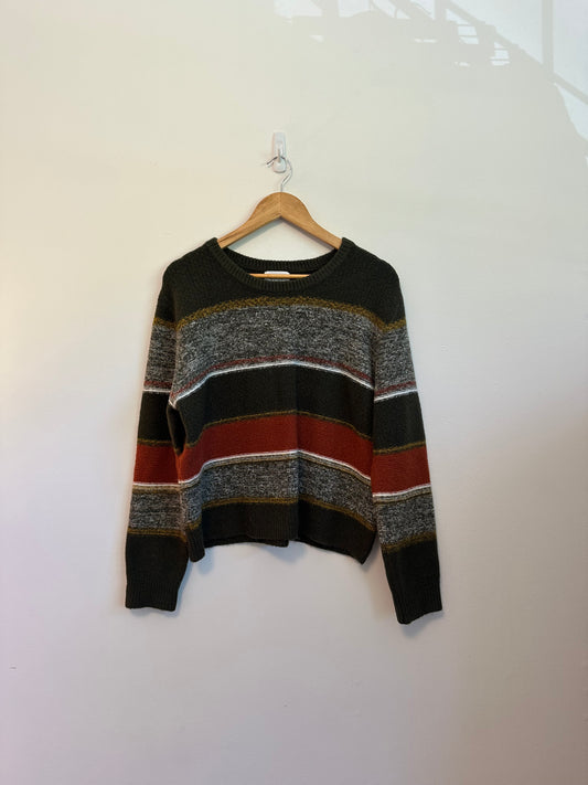Korye Red and Brown Colorblock Sweater | Size Medium