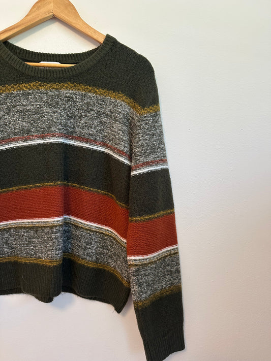 Korye Red and Brown Colorblock Sweater | Size Medium