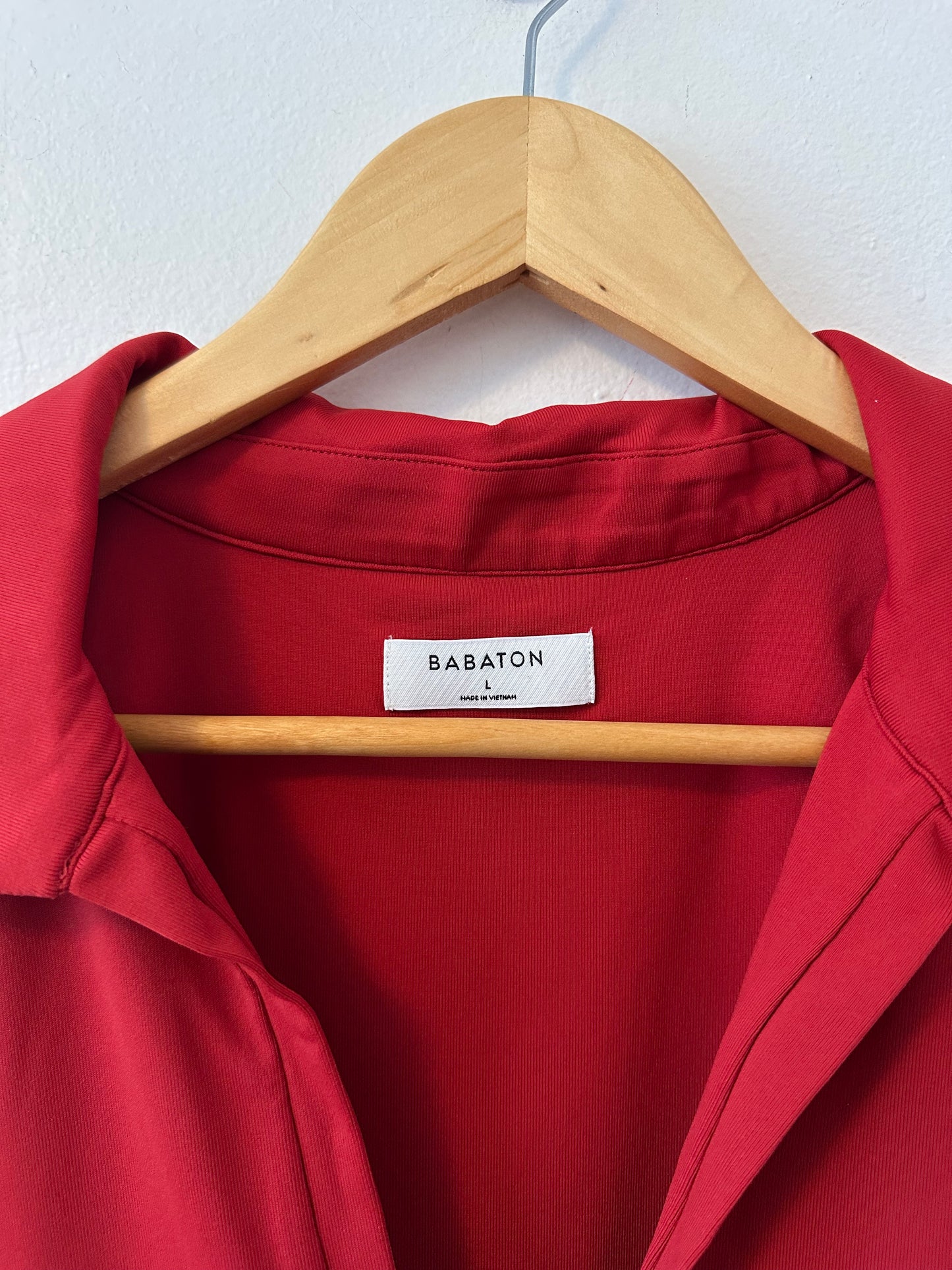 NWT Babaton Red Contour Cropped Polo Shirt | Size Large