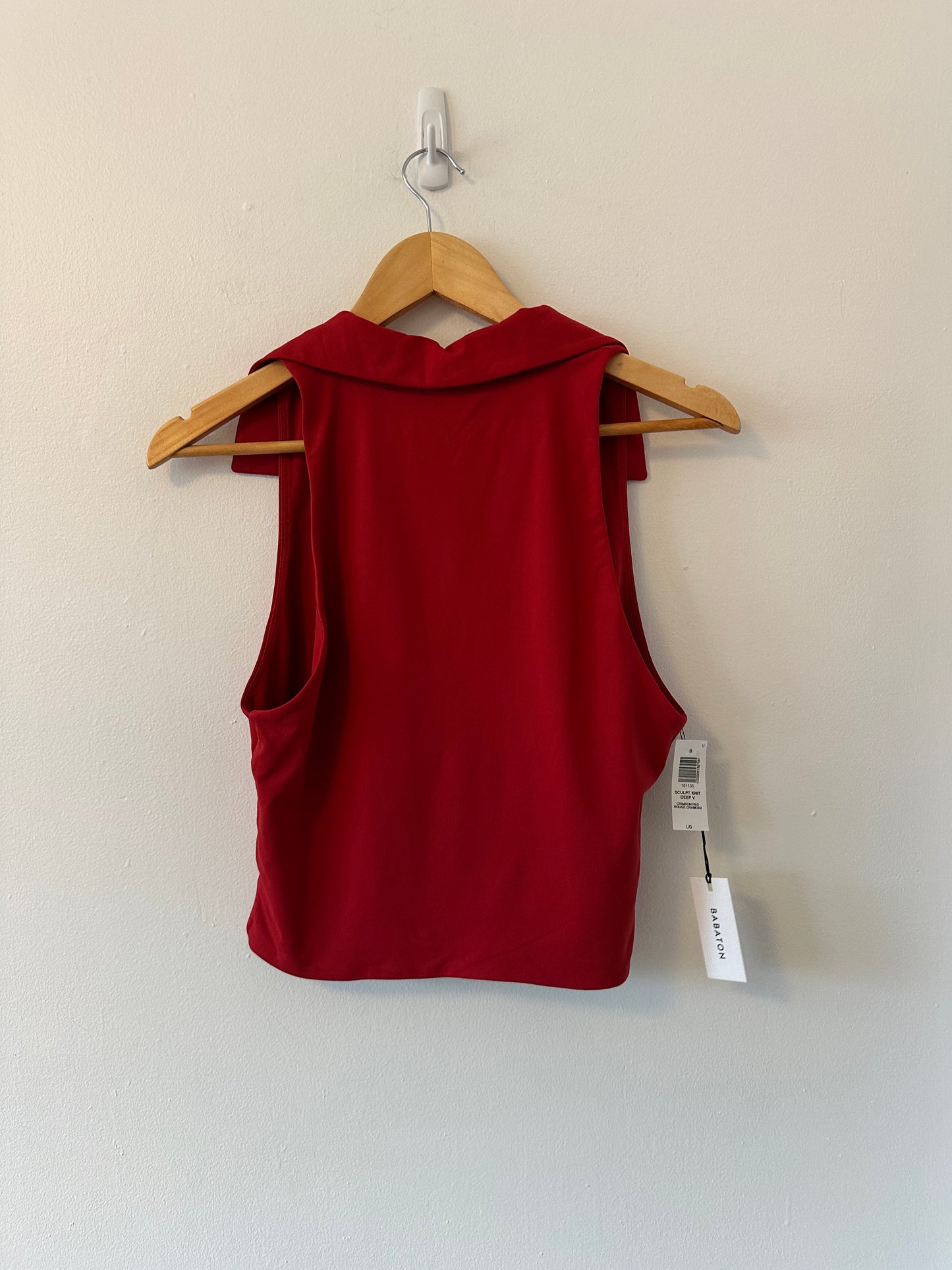 NWT Babaton Red Contour Cropped Polo Shirt | Size Large
