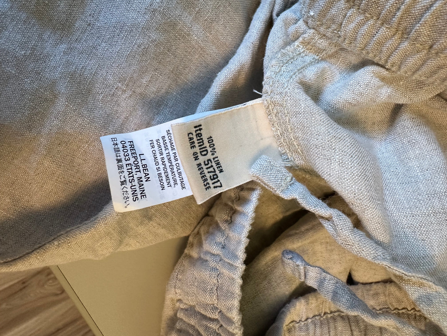 L.L. Bean Premium Linen Pull-On Ankle Pants in Oatmeal | Size 8 Petite