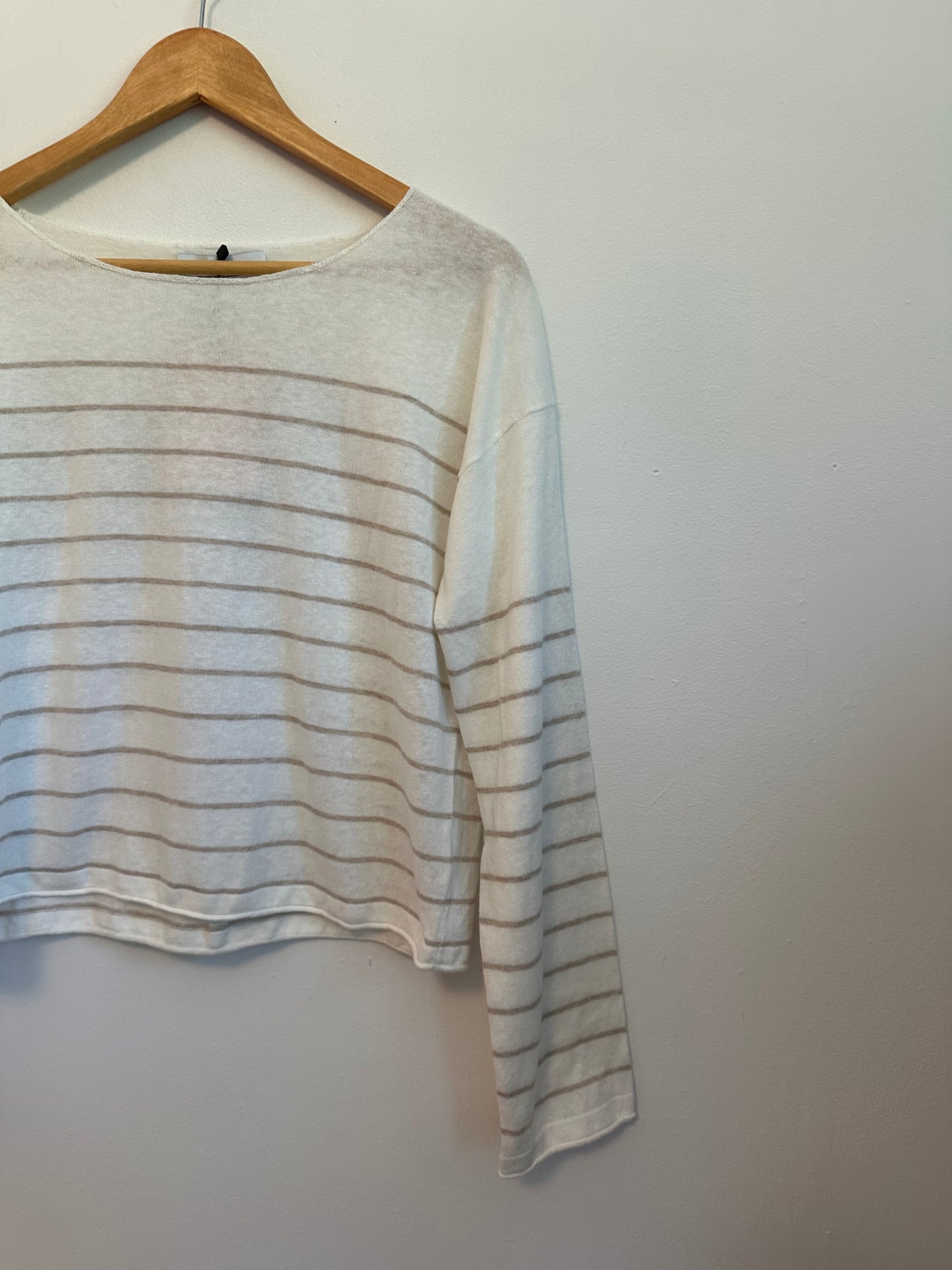 NWT La Ligne Tan and Cream Striped Cotton and Linen Sweater | Size XS