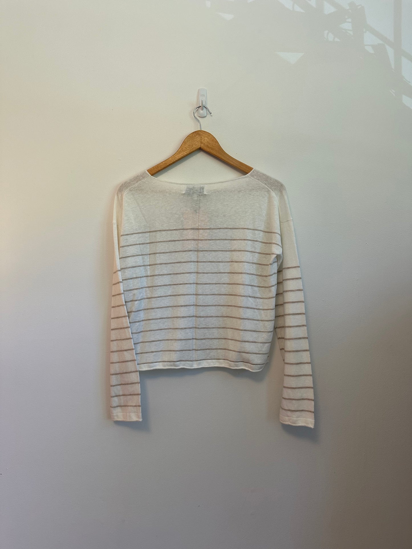 NWT La Ligne Tan and Cream Striped Cotton and Linen Sweater | Size XS